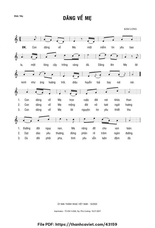 Dâng về Mẹ - Lm. Kim Long - trang 1