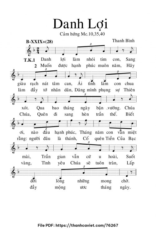 Danh lợi - Lm. Thanh Bình - trang 1