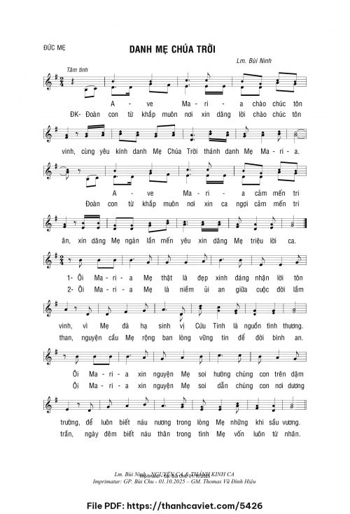 Danh Mẹ Chúa Trời - Lm. Bùi Ninh - trang 1