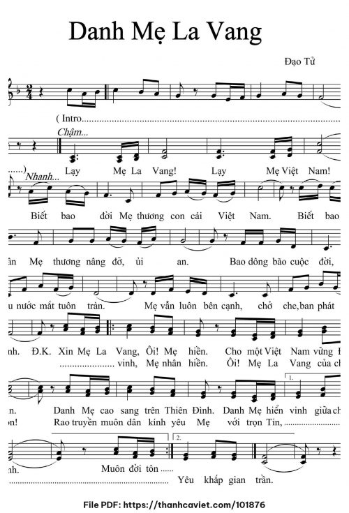 Danh Mẹ La Vang - Đạo Tử - trang 1