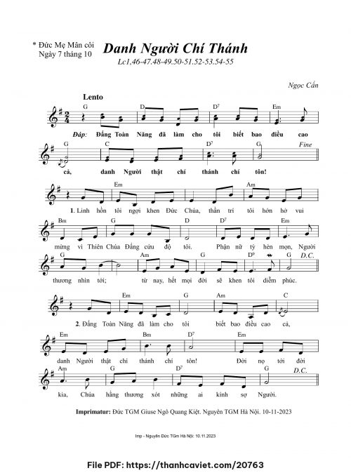 Danh Người chí thánh - Ngọc Cẩn - trang 1