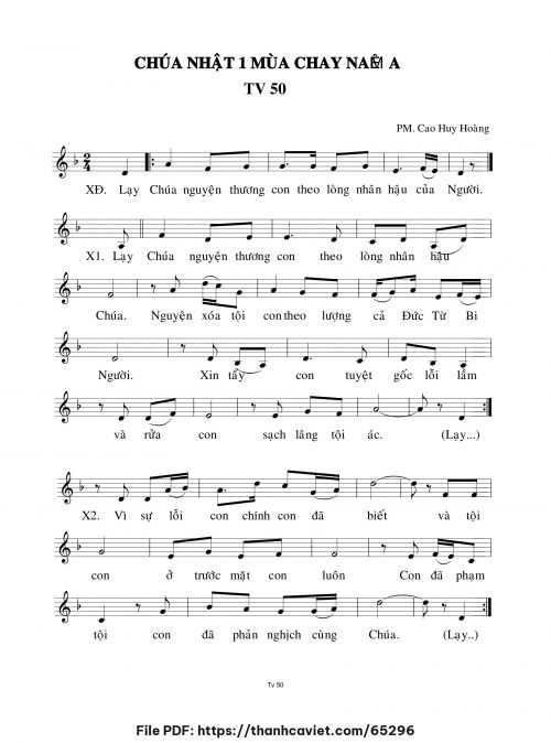 Đáp ca Chúa Nhật 1 Mùa Chay năm A - Cao Huy Hoàng - trang 1