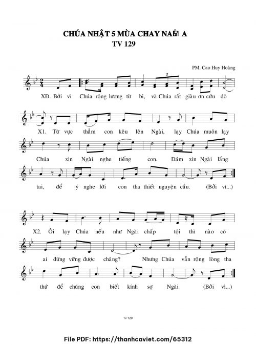 Đáp ca Chúa Nhật 5 Mùa Chay năm A - Cao Huy Hoàng - trang 1