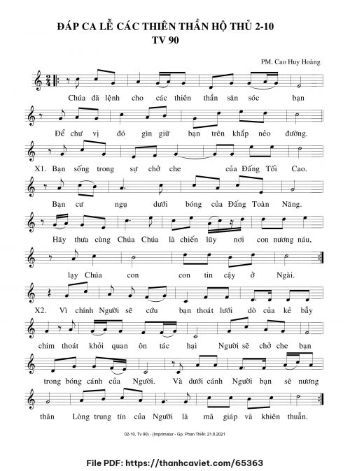 Đáp ca Lễ Các Thiên Thần Hộ Thủ - Cao Huy Hoàng - trang 1