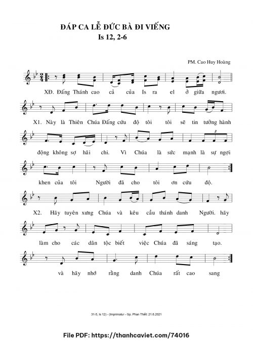 Đáp ca Lễ Đức Bà Đi Viếng - Cao Huy Hoàng - trang 1