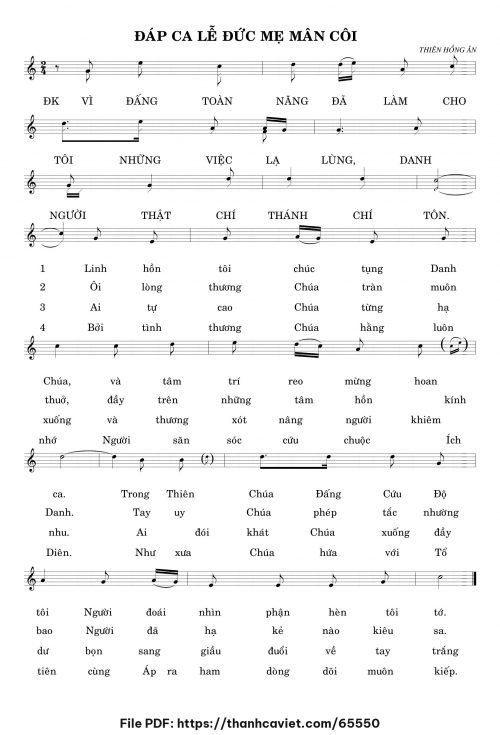 Đáp ca lễ Đức Mẹ Mân côi - Thiên Hồng Ân - trang 1