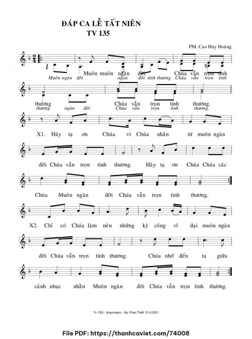 Đáp ca Lễ Tất Niên - Cao Huy Hoàng - trang 1