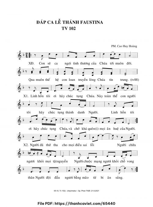 Đáp ca Lễ Thánh Fautina - Cao Huy Hoàng - trang 1