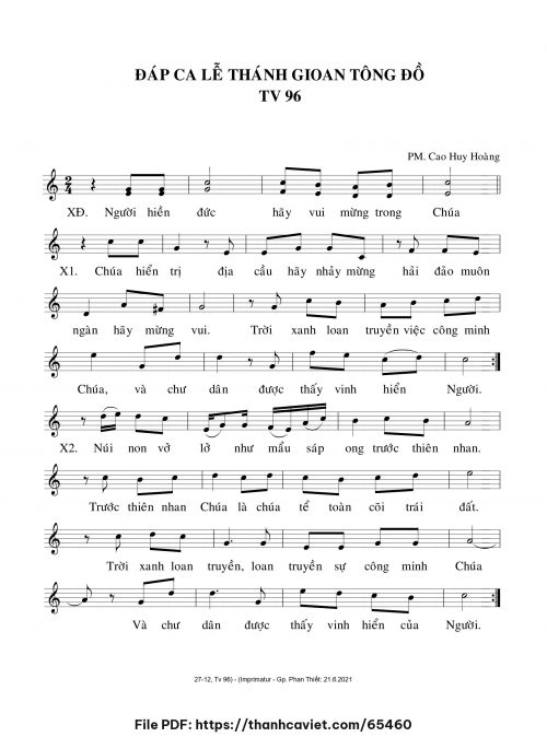 Đáp ca Lễ Thánh Gioan Tông Đồ - Cao Huy Hoàng - trang 1
