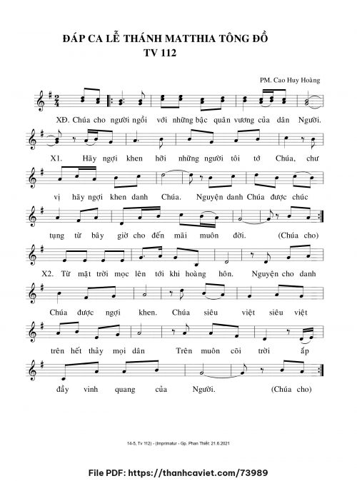 Đáp ca Lễ Thánh Matthia Tông đồ - Cao Huy Hoàng - trang 1