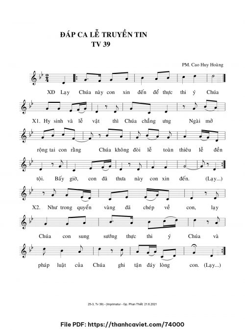 Đáp ca Lễ Truyền Tin - Cao Huy Hoàng - trang 1