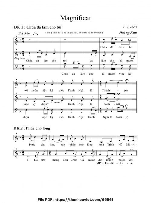 Đáp ca Magnificat - Lm. Hoàng Kim - trang 1