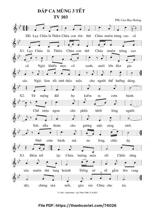 Đáp ca Mùng Ba Tết - Cao Huy Hoàng - trang 1