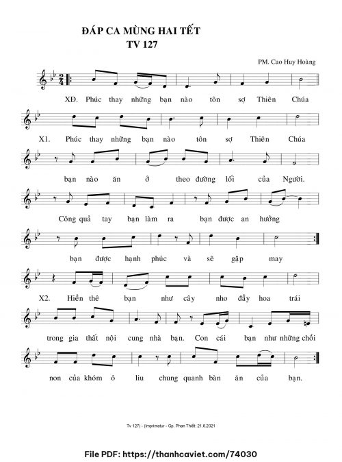 Đáp ca Mùng Hai Tết - Cao Huy Hoàng - trang 1
