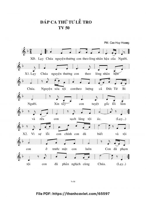 Đáp ca Thứ Tư Lễ Tro - Cao Huy Hoàng - trang 1