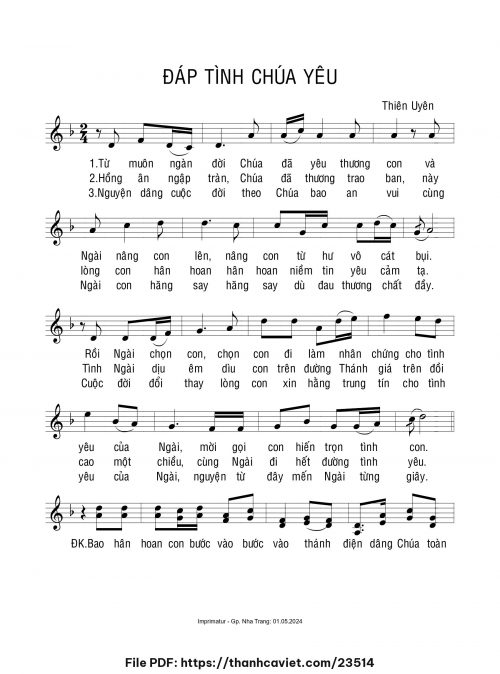 Đáp tình Chúa yêu - Sr. Thiên Uyên - trang 1
