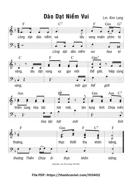 Dạt dào niềm vui - Lm. Kim Long - trang 1