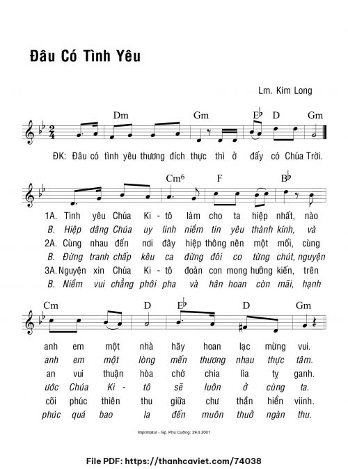 Đâu có tình yêu - Lm. Kim Long - trang 1