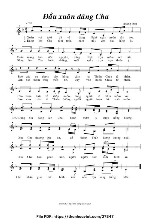 Đầu xuân dâng Cha - Hoàng Đan - trang 1