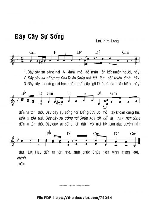 Đây cây sự sống - Lm. Kim Long - trang 1