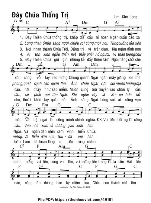Đây Chúa thống trị - Lm. Kim Long - trang 1