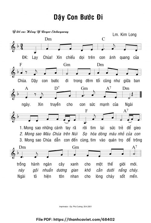 Dậy con bước đi - Lm. Kim Long - trang 1