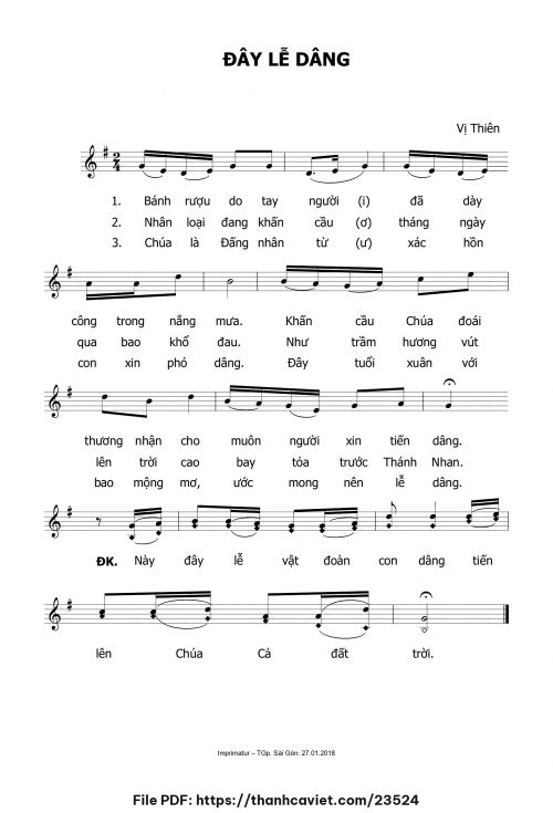 Đây lễ dâng - Vị Thiên - trang 1