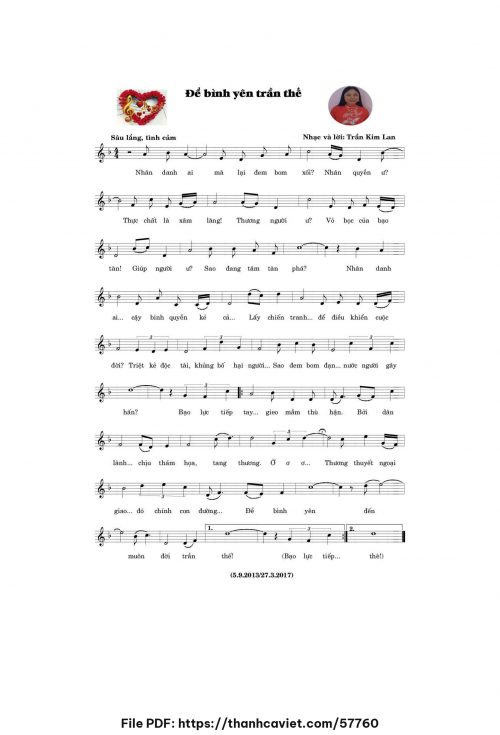 Để bình yên trần thế - Trần Kim Lan - trang 1