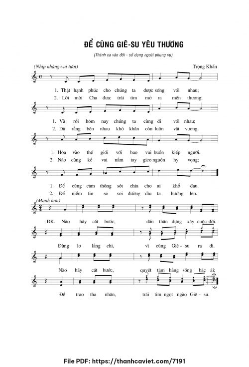 Để cùng Giêsu yêu thương - Lm. Trọng Khẩn - trang 1