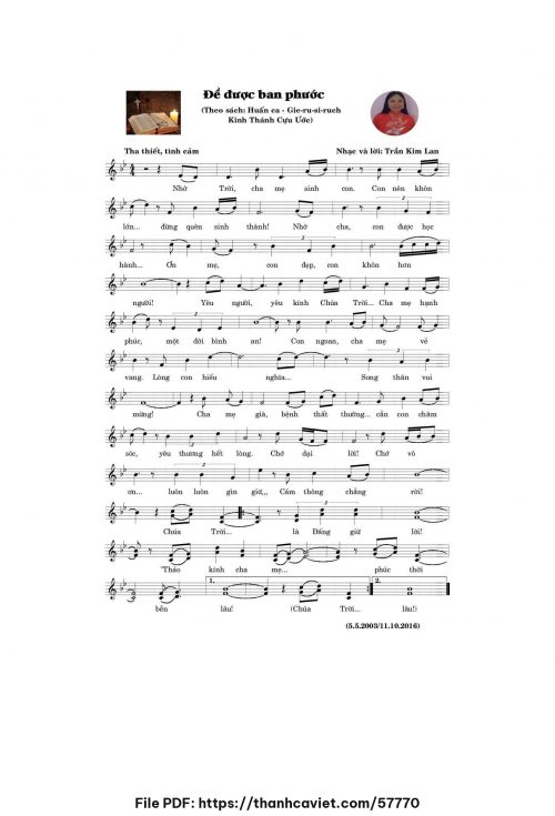 Để được ban phước - Trần Kim Lan - trang 1
