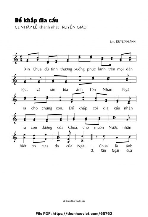Để khắp địa cầu - Lm. DUYLINH.PHN - trang 1