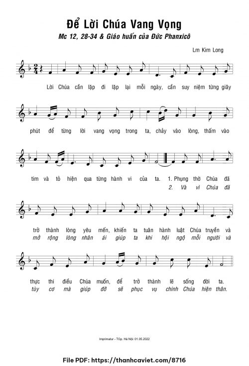 Để Lời Chúa vang vọng - Lm. Kim Long - trang 1
