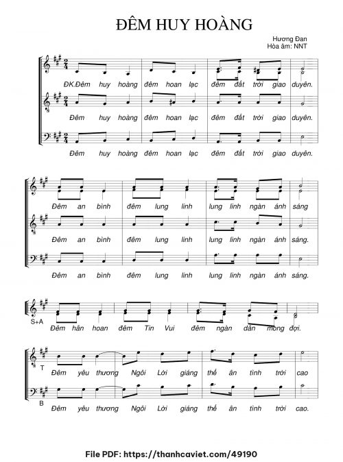 Đêm huy hoàng - Sr. Hương Đan - Hòa âm: NNT - trang 1