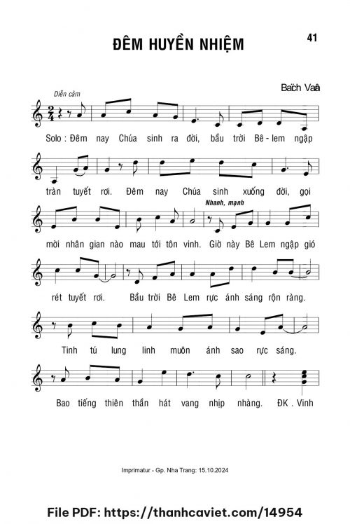 Đêm huyền nhiệm - Lm. Bạch Vân - trang 1