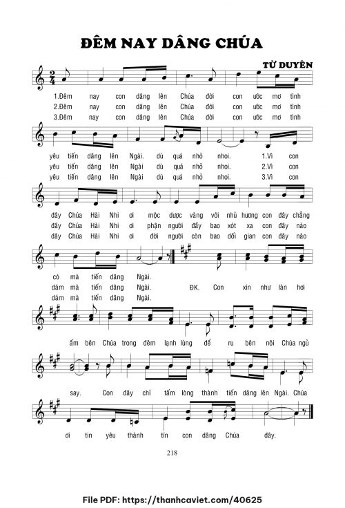 Đêm nay dâng Chúa - Lm. Từ Duyên - trang 1