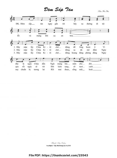 Đêm sắp tàn - Trần Hòa Yên - trang 1