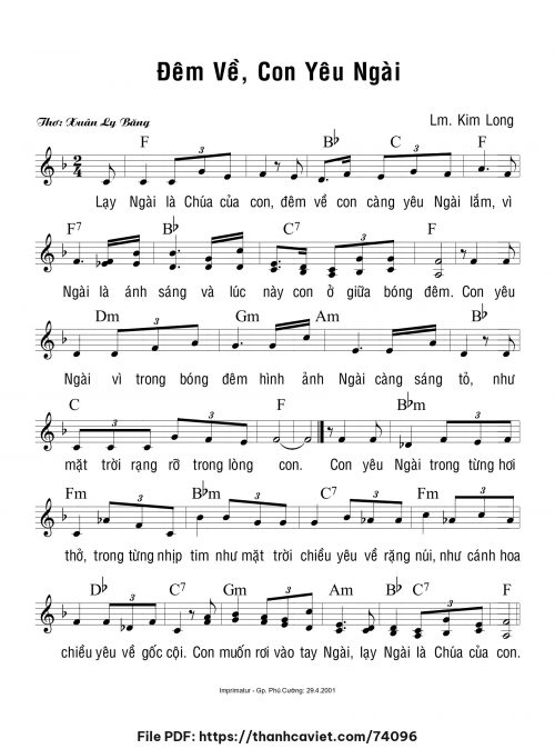Đêm về con yêu ngài - Lm. Kim Long - trang 1