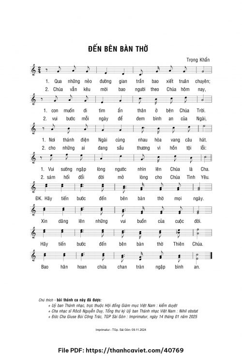 Đến bên bàn thờ - Lm. Trọng Khẩn - trang 1