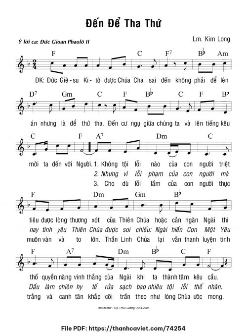 Đến để tha thứ - Lm. Kim Long - trang 1