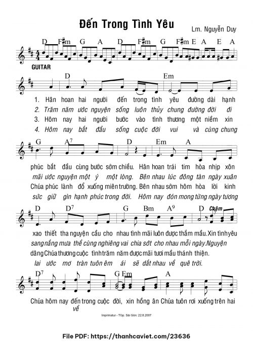 Đến trong tình yêu - Lm. Nguyễn Duy - trang 1