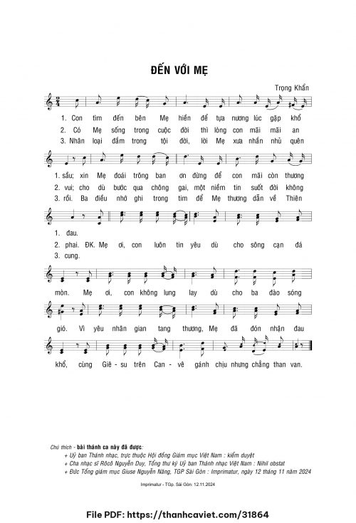 Đến với Mẹ - Lm. Trọng Khẩn - trang 1
