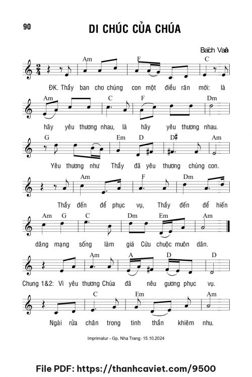 Di chúc của Chúa - Lm. Bạch Vân - trang 1