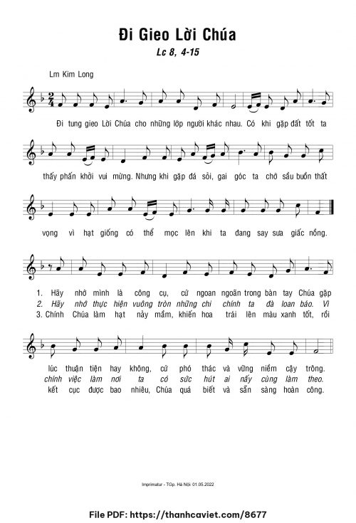 Đi gieo Lời Chúa - Lm. Kim Long - trang 1