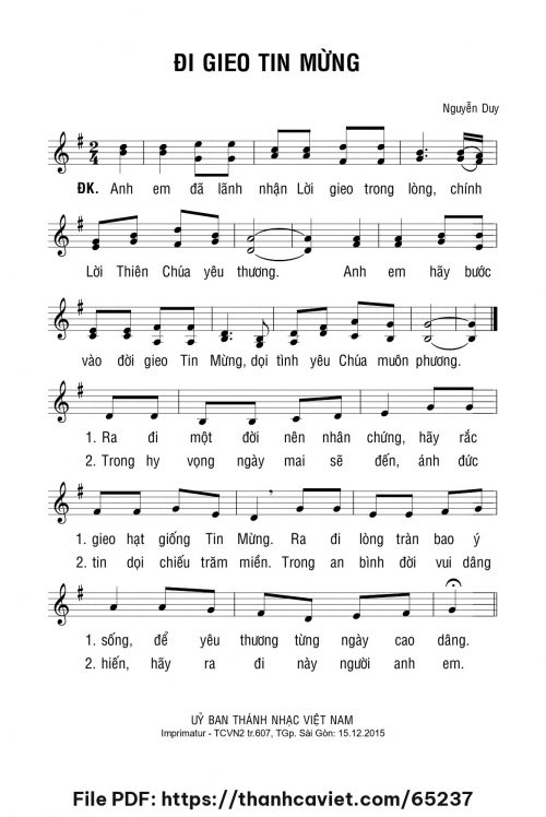 Đi gieo Tin Mừng - Lm. Nguyễn Duy - trang 1
