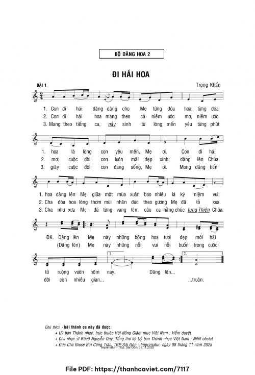 Đi hái hoa - Lm. Trọng Khẩn - trang 1