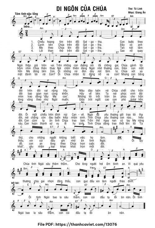 Di ngôn của Chúa - Giang Ân - Thơ: Từ Linh - trang 1