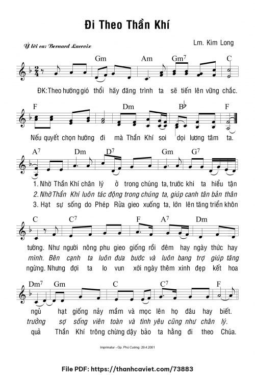 Đi theo thần khí - Lm. Kim Long - trang 1