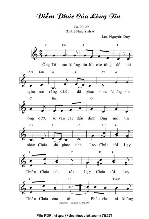 Diễm phúc của lòng tin - Lm. Nguyễn Duy - trang 1