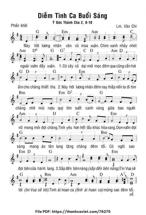 Diễm tình ca buổi sáng - Lm. Văn Chi - trang 1