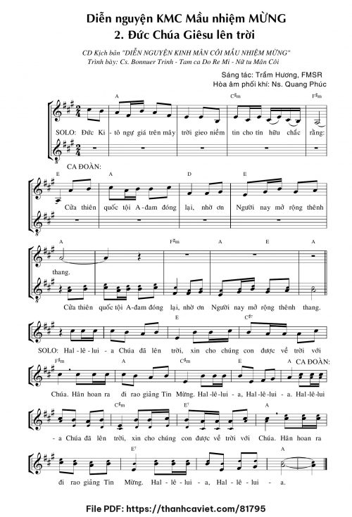 Diễn nguyện Kinh Mân Côi – Mầu Nhiệm Mừng – 2. Đức Chúa Giêsu lên trời - Sr. Trầm Hương - trang 1
